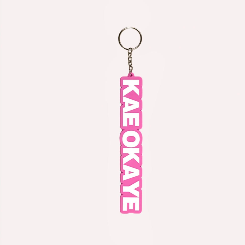 Rubberised Logo Keychain in Fairy Floss Pink